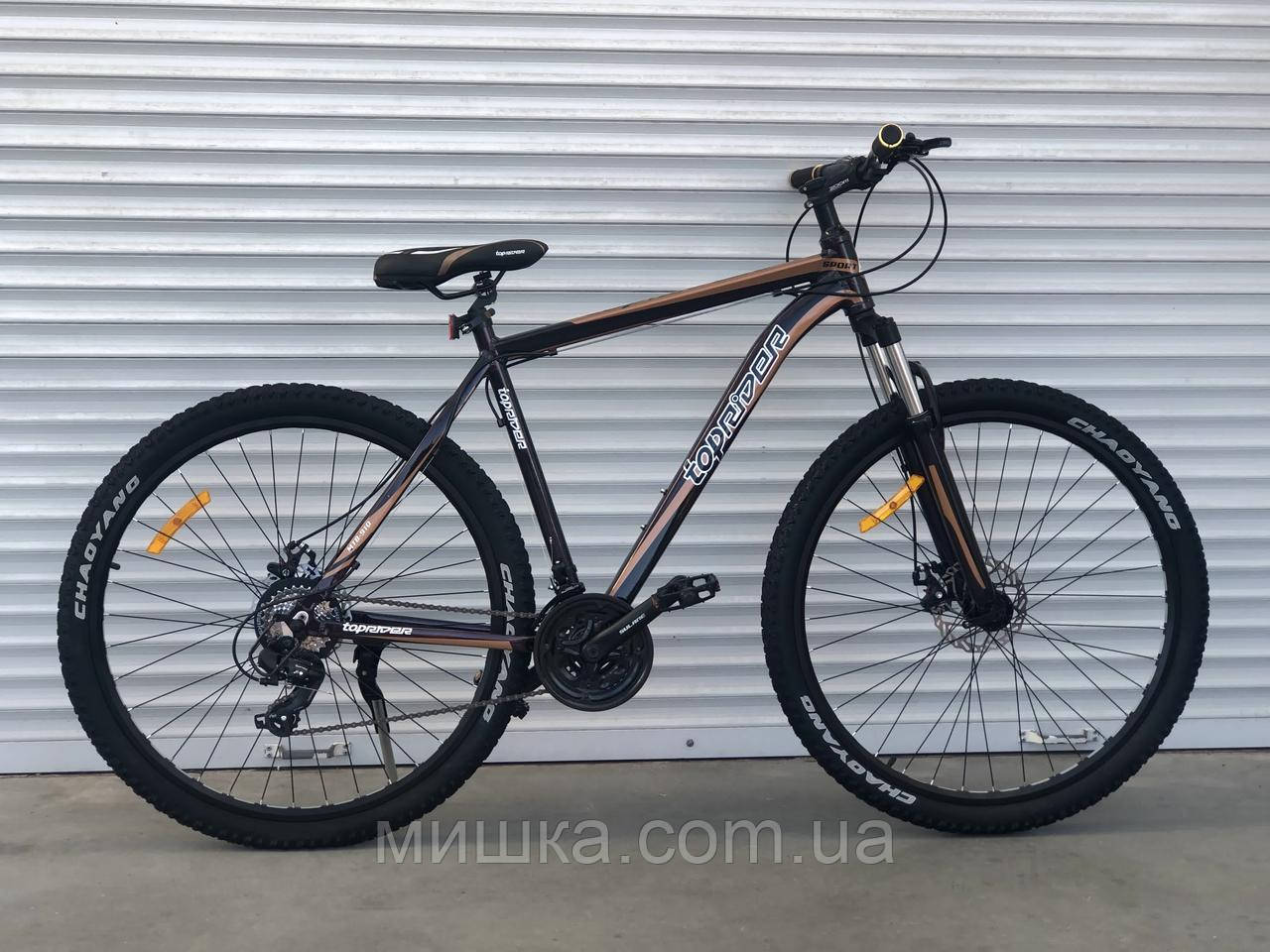 Велосипед алюмінієвий гірський TopRider-901 29" рама 21", чорно-коричневий