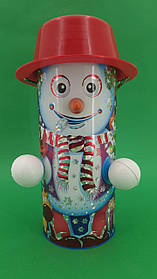 Новорічний тубус для цукерок середній/Сніговики (d-87*205mm) (1 шт.)