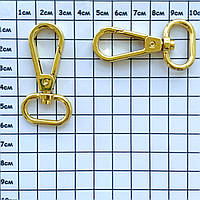 Карабін для сумок, Туреччина, Золото, під ремінець 20 мм. Висота 50 мм.