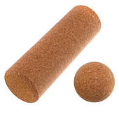 Набір масажний Corkwood Ball 6 см & Roller 10х30 см коркове дерево для самомасажу (FI-0094-1116)
