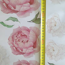 Наклейка на стіну, вікна, шафи, дзеркала квіти "піони рожево-білі 12 штук набір" (лист 40 см*60 см), фото 3