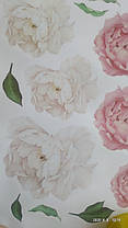Наклейка на стіну, вікна, шафи, дзеркала квіти "піони рожево-білі 12 штук набір" (лист 40 см*60 см), фото 2