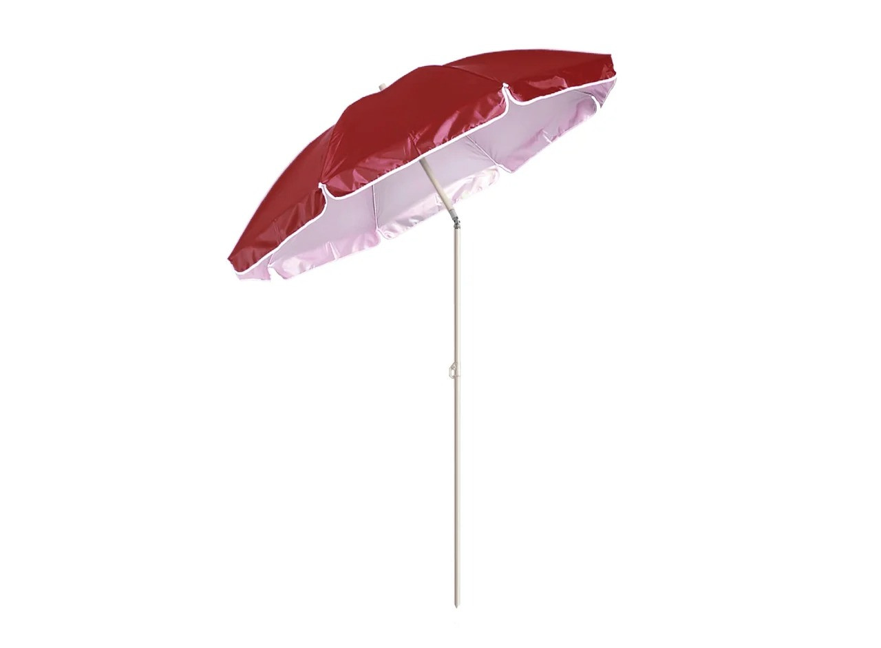 Пляжный зонтик от солнца с наклоном бордовый с оборкой, 1.6 м, большой содовый зонтик (парасолька пляжна) (NS) - фото 1 - id-p1229150294