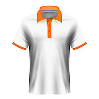 Мужская футболка поло для сублимации, белый/оранжевый