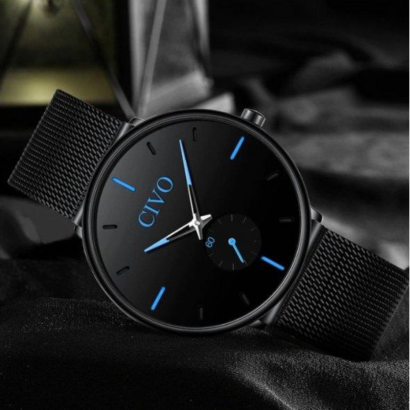 Чоловічий наручний годинник Civo Tower Black, фото 1