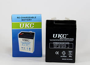 Герметичний кислотно-свинцевий акумулятор BATTERY RB 640 6 V 4 A UKC | акумуляторна батарея, фото 2