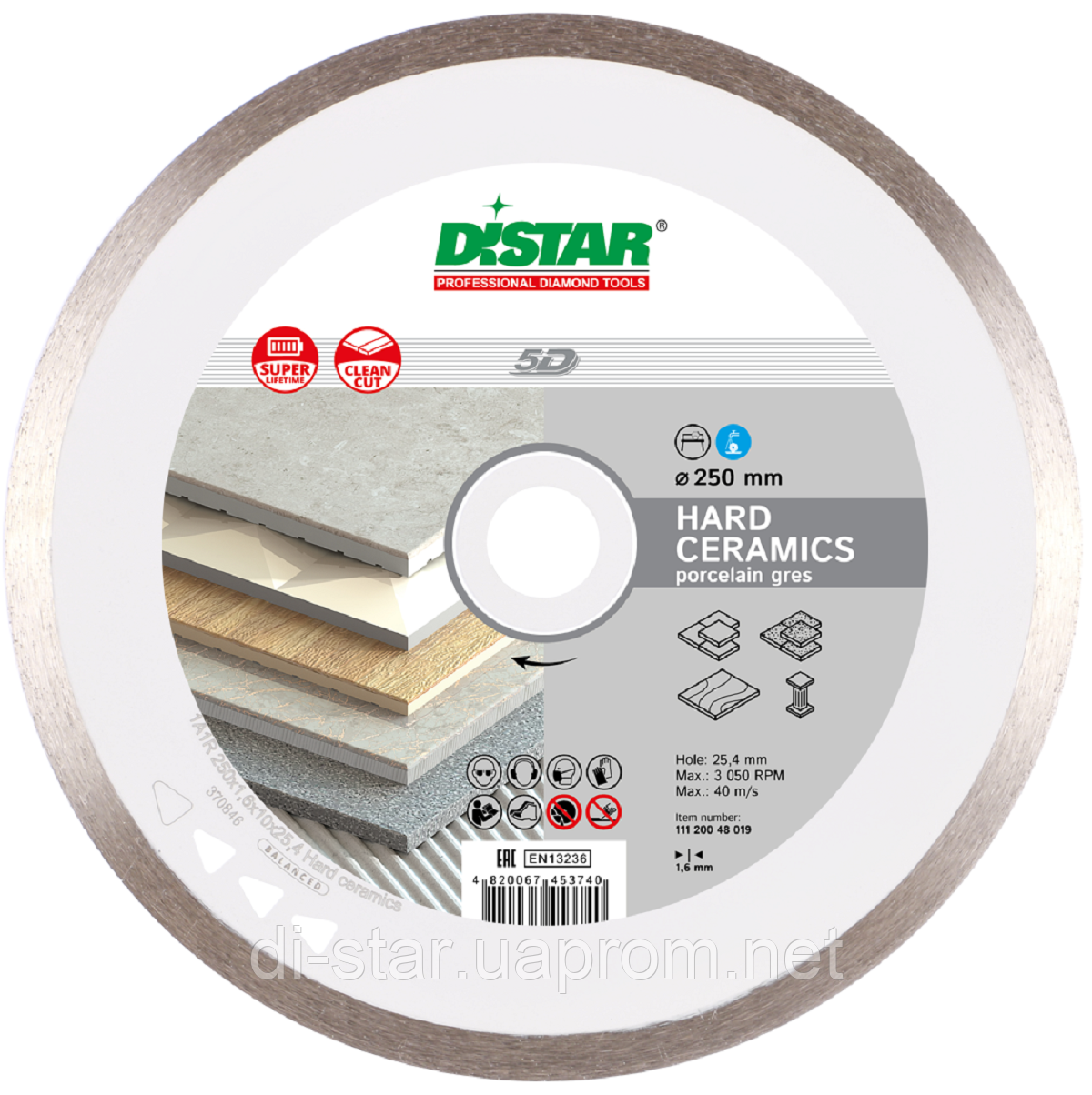 Круг алмазный Distar 1A1R Hard Ceramics 250мм - отрезной диск по керамограниту и керамической плитке на станок - фото 7 - id-p244372249