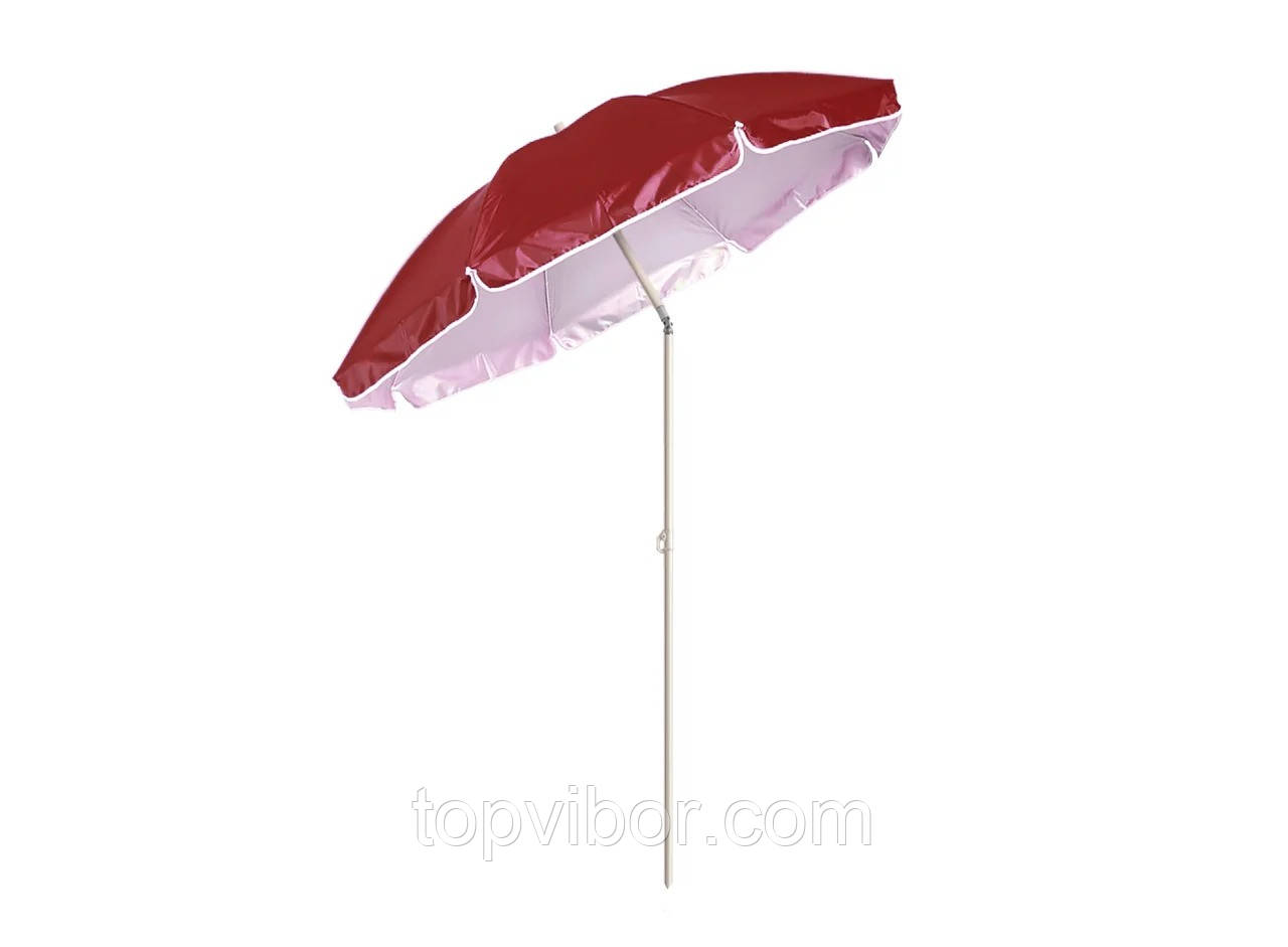 Пляжний парасолька від сонця з нахилом бордовий з оборкою, 1.6 м, великий содовий парасольку (парасолька