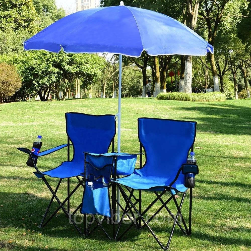 Великий пляжний садовий парасолька від сонця з нахилом синій, 1.6 м (пляжна парасолька) з оборкою