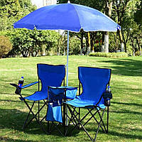 Большой пляжный садовый зонтик от солнца с наклоном синий, 1.6 м (пляжна парасолька) с оборкой (ТОП)