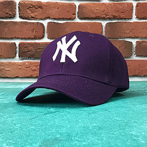 Кепка Бейсболка Чоловіча Жіноча MLB New York Yankees NY Фіолетовий з Білим лого, фото 1