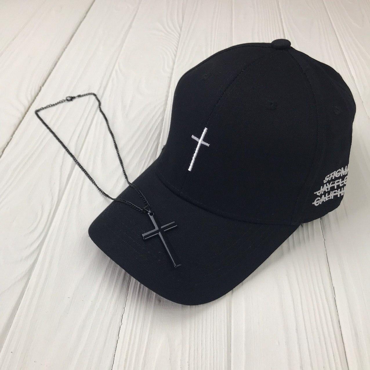 Кепка Бейсболка City-A Cross Хрест Чорна + Ланцюжок з великим Хрестиком Чорного кольору