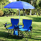 Великий пляжний садовий парасолька від сонця з нахилом синій, 1.6 м (пляжна парасолька) з оборкою