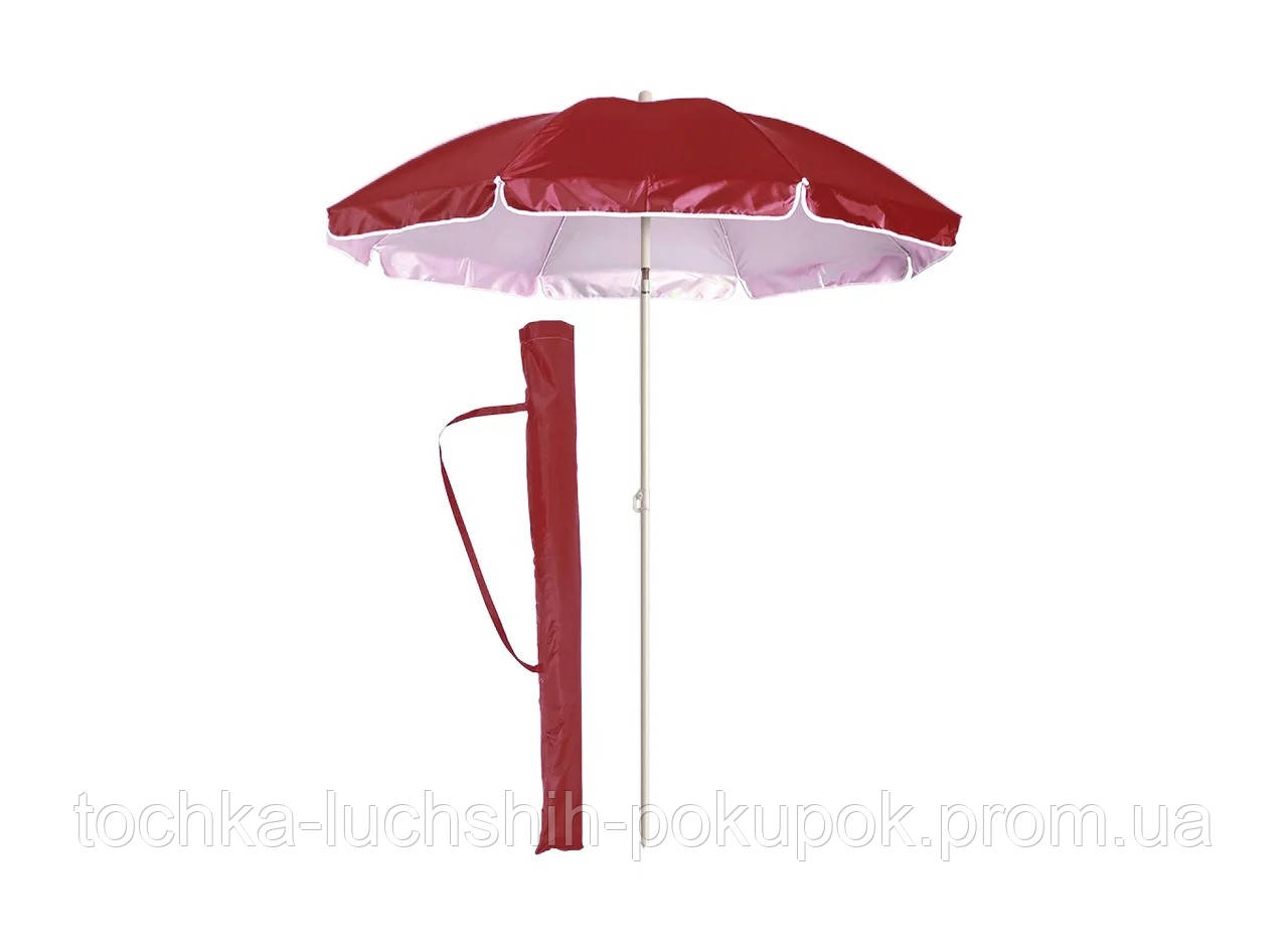 Пляжный зонтик от солнца с наклоном бордовый с оборкой, 1.6 м, большой содовый зонтик (парасолька пляжна) (TL) - фото 3 - id-p1229266437
