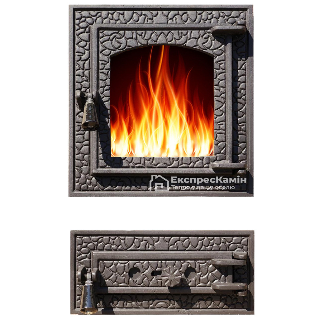 Дверцы печные раздельные со стеклом "BASTION S" 370х400 мм (ID ...