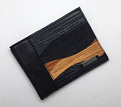 Затискач для грошей шкіряний із замшевими декоративними вставками з відділеннями для карт та монет "Фьорди"