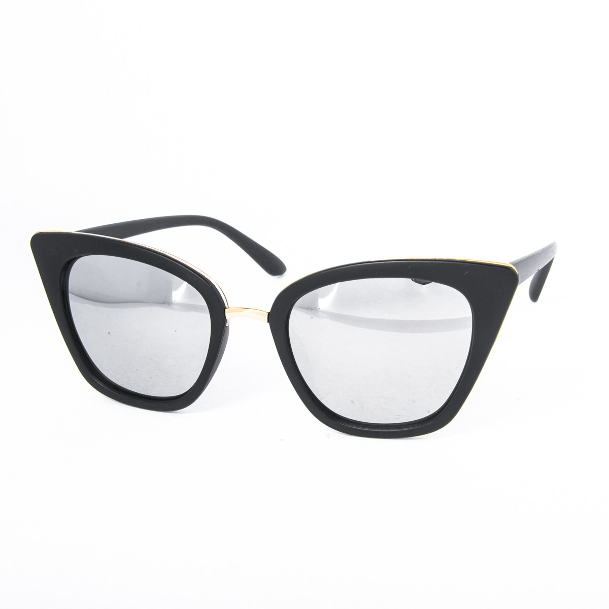 Жіночі сонцезахисні окуляри чорні дзеркальні -2-9707