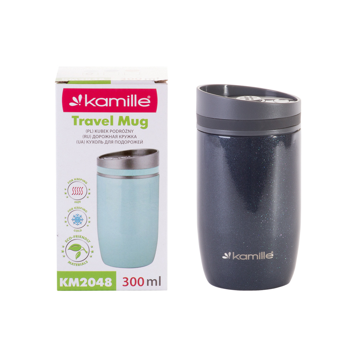 Термокружка Kamille Сірий 300ml з нержавіючої сталі KM-2048