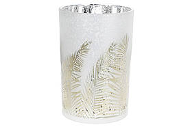 Підсвічник скляний з малюнком Очерет (колір - матове срібло 12*18см)