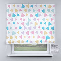 Римська штора з геометричним малюнком трикутники різнобарвні принт No 15-03-16 доставка безплатно