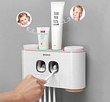 Дозатор зубної пасти тримач зубних щіток для ванної Ecoco сімейний диспенсер (SUN3971b) синій, фото 3