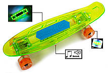 Скейт PENNY "FISH SKATEBOARD ORIGINAL" GREEN. МУЗИЧНА І СВІТИТЬСЯ ДЕКА