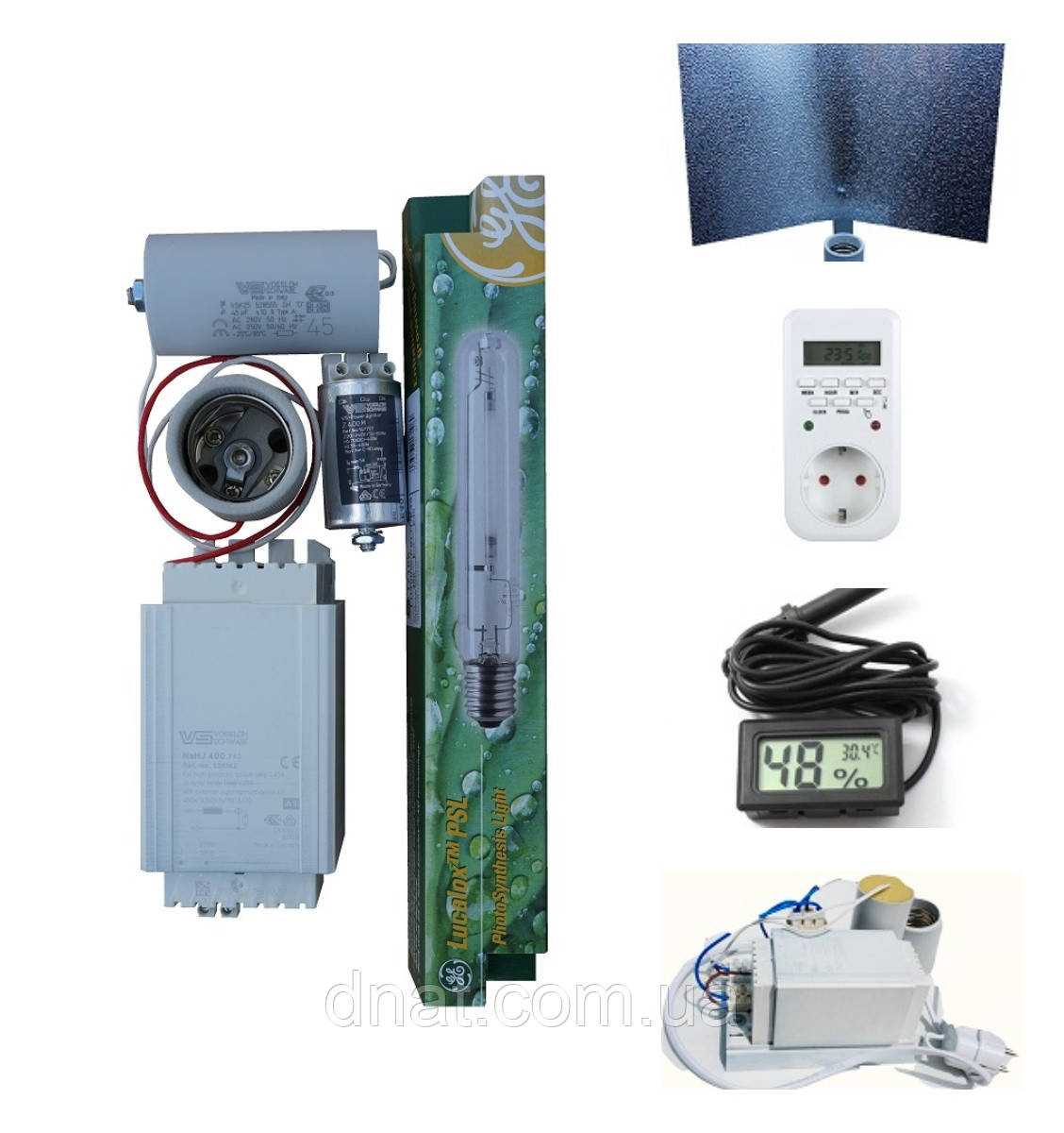 ДНАТ 400 VS (Німеччина) + Фітолампа Угорщина TU PSL +СУПЕР ЗБІР НА ПЛАСТИНУ + відбивач + таймер + гігрометр, фото 1