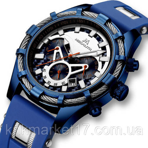 Мужские часы Megalith 8042M Blue-Silver