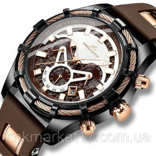 Чоловічі годинники Megalith 8042M Brown-Black-Cuprum
