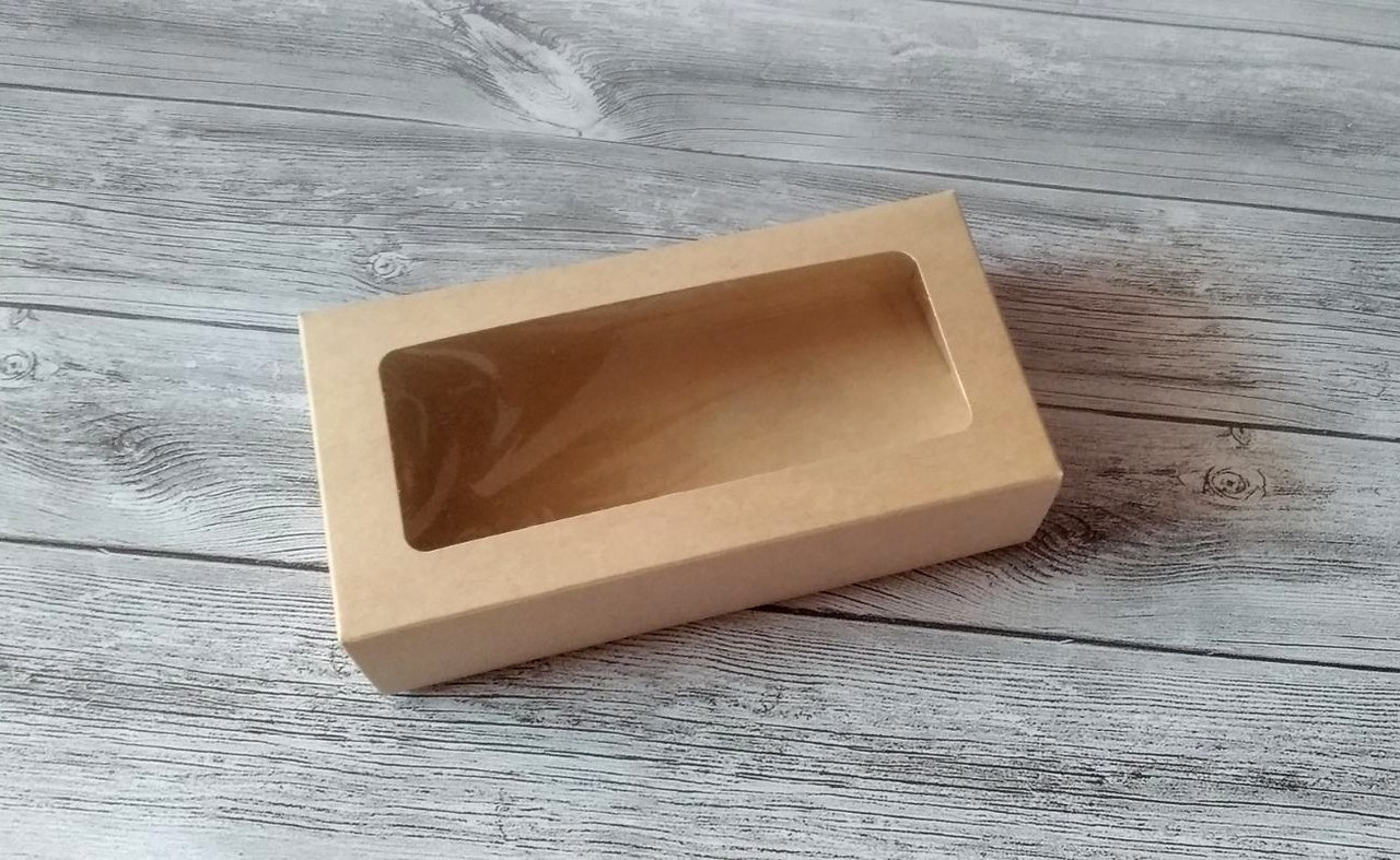 Коробка для макарун, зефіру, секлерів/макарс, зефіру, еклерів тістечок 200х100х50 мм. Крафт