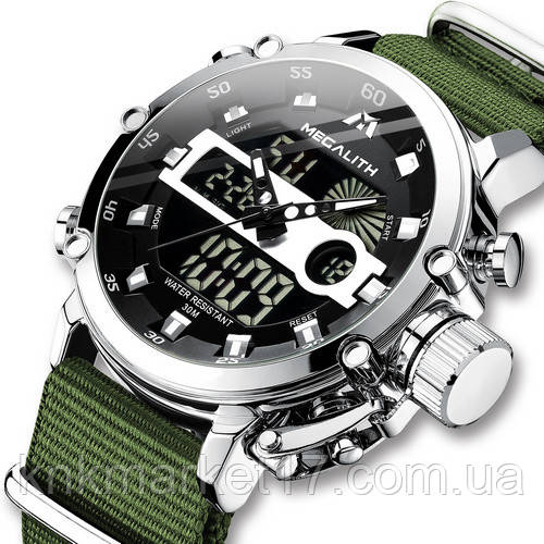 Мужские часы Megalith 8051M Green-Silver-Black