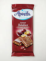 Шоколад "Alpinella Czekolada Peanuts and Raisins" (Альпінелла молочний з арахісом та родзинками)