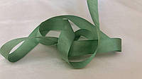 Натуральная шелковая лента, 13 мм. Цвет зеленый. №5