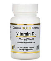 Вітамін D3 (Холекальциферол) California Gold Nutrition 5000 МО 90 капсул