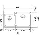 Кухонна мийка Franke Galassia GAX 620 подвійна 8650, фото 2