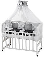 Детская постель Babyroom Classic косичка-01 серо-белые звездочки