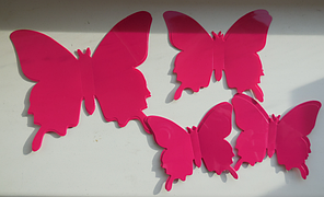 Наклейка на стіну "12 шт. 3D метелики пластикові наклейки" малиновий, фото 2