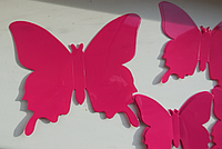 Наклейки на стену 12 шт 3D бабочек малиновые Б130