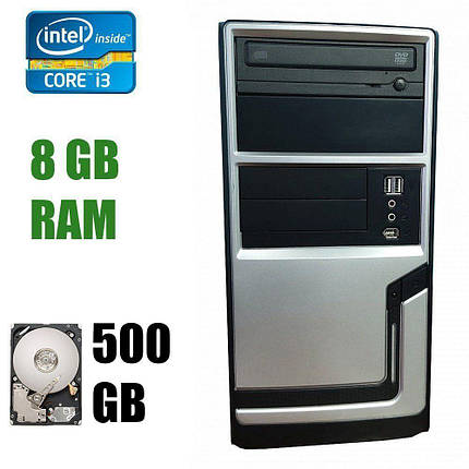 Hyundai Pentino Silver MT / Intel Core i3-3220 (2(4) ядра по 3.30 GHz) / 8 GB DDR3 / 500 GB HDD / БП FSP Group, фото 1