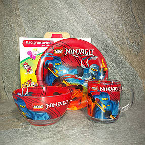 Набір дитячого посуду з ударостійкого скла Ninjago (Ниндзяго) 3 предмета (A9551/20), фото 3