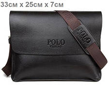 Стильна чоловіча шкіряна сумка POLO (33 см х 25 см х 7 см), фото 2