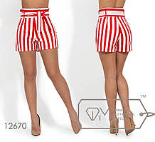 Яскраві жіночі модні коттонові приталені шорти з поясом з пояском на завищеної талії (р. 42-48). Арт-2619/23