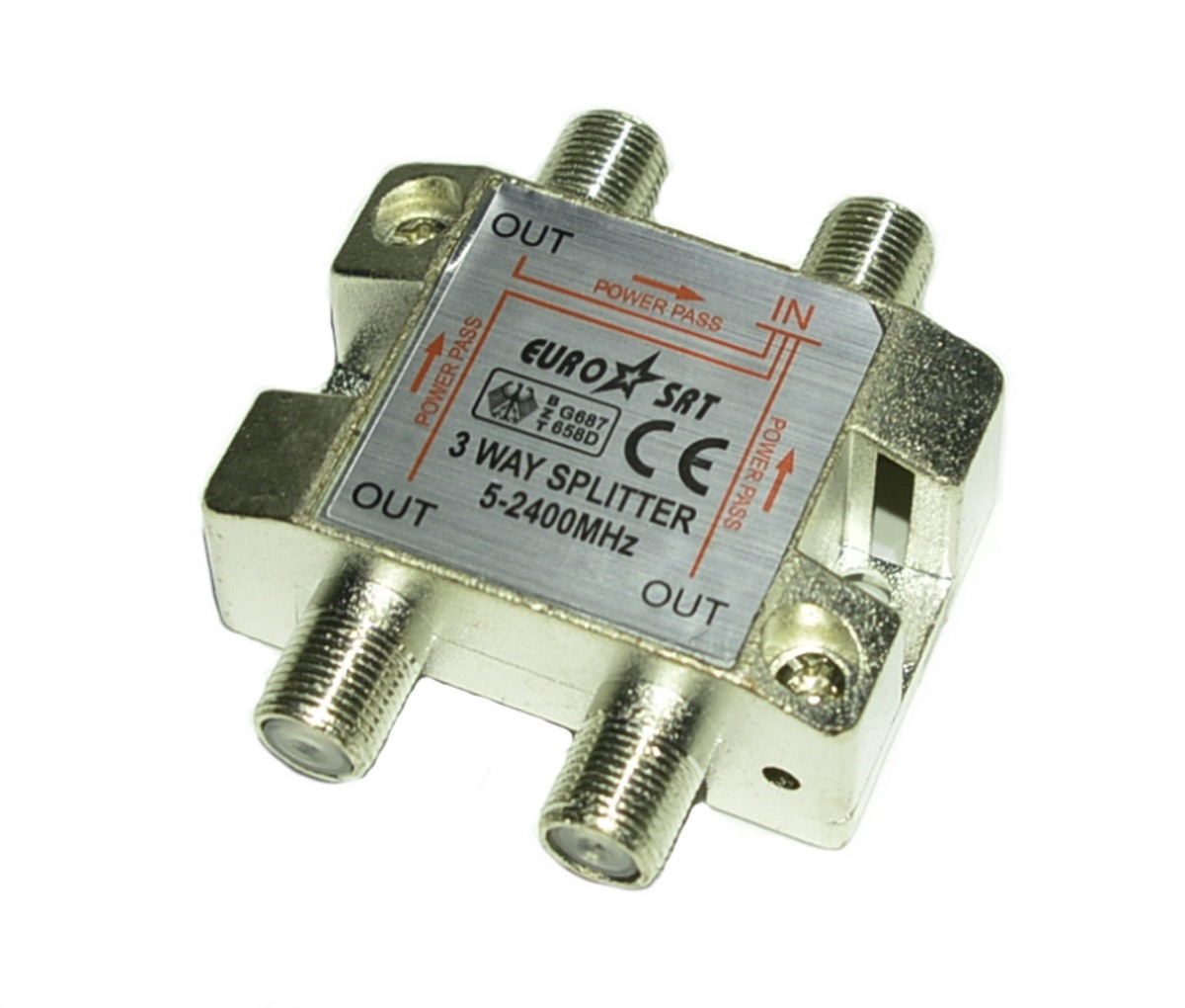 Сплітер TV 3-way HQ 5-2400MHz з проходж. живл. Eurosat 2-0146, фото 1