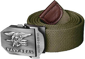 Ремінь ширинкою армійський колір олива металева пряжка US NAVY SEAL спеціальні сили США