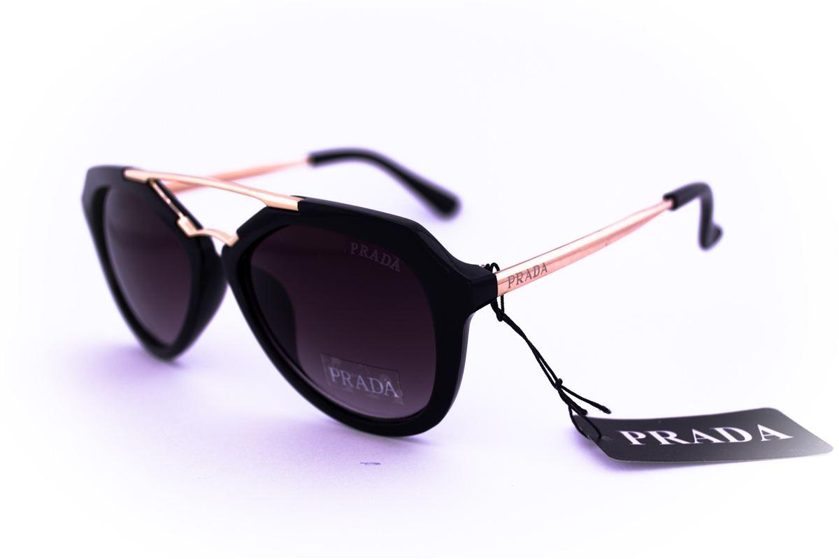 Оптом стильні сонцезахисні окуляри Prada - Чорні - 212