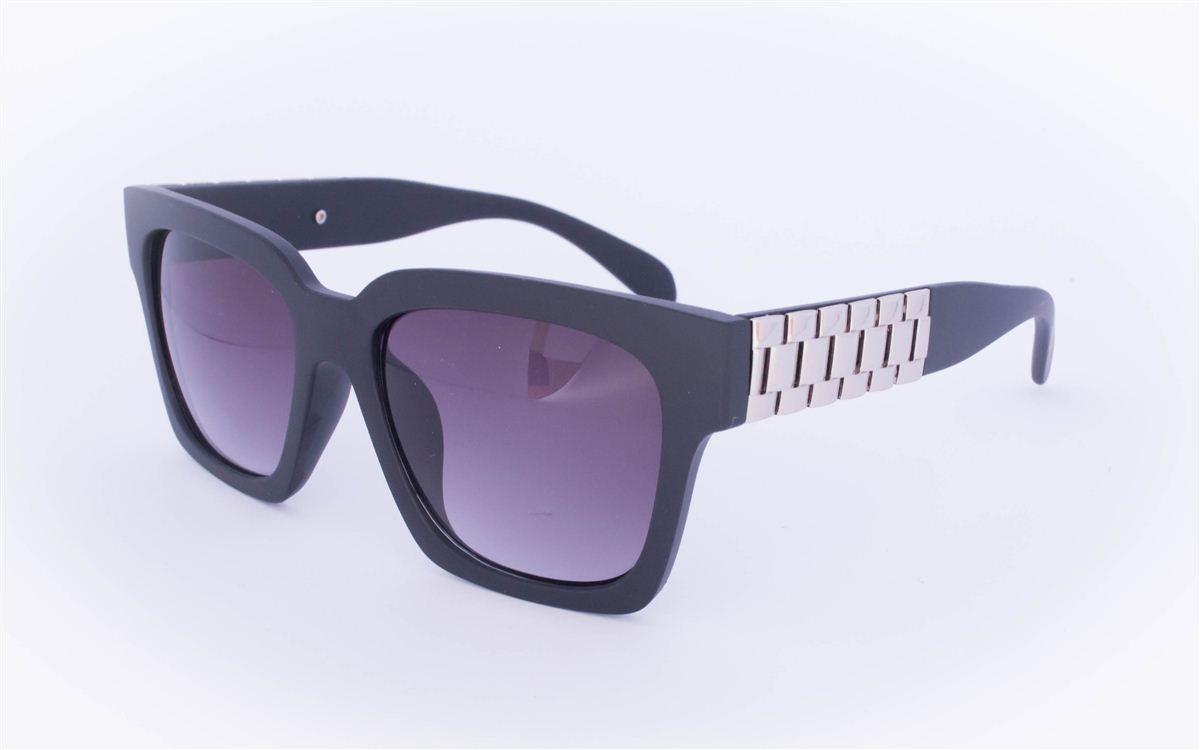 Сонцезахисні матові окуляри в стилі Wayfarer - Чорні - 060