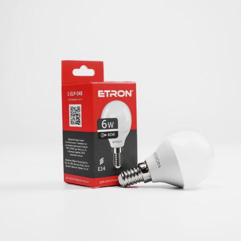 Лампа светодиодная ETRON Light Power G45 6W 4200K 220V E14 - фото 1 - id-p1229890942