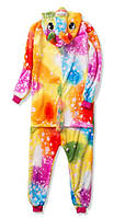 Кигуруми единорог оранжевый со звездами пижама для детей мальчиков и девочек на рост 112-120 Размер 110 116 (