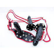 Leather Silicone dildos Strap on Penis Three Removable White   | Puls69, фото 4