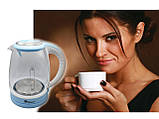 Чайник скляний електричний Domotec MS-8111 Blue, фото 4